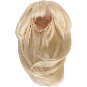PerGar 1/6 BJD Doll Wig, Milk Gold Long Hair with Bangs, Doll Accessories High Elasticity High Temperature, DIY Decoration Doll Wig for 15.5 to 17cm