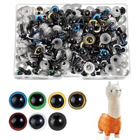 140pcs 8mm Colorful Plastic Safety Eyes Crochet Eyes for Animals Craft Eyes with Washers Crochet Glasses Noses and Buttons Crochet Accessories for DIY Bear Stuffed Animals Crochet Making