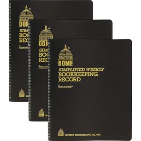 Dome Dom600 سجل مسك الدفاتر كتاب أسبوعي 128 صفحة 9 × 11 بوصة ، بني / 3 حزمة