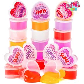 Joyin 30 pcs عيد الحب يوم الوحل ، إجهاد الوحل على شكل قلب ، لعبة تململ الإغاثة الملونة لأطفال الحفلات ، هدايا تبادل الفصول الدراسية ، جوائز عيد الحب