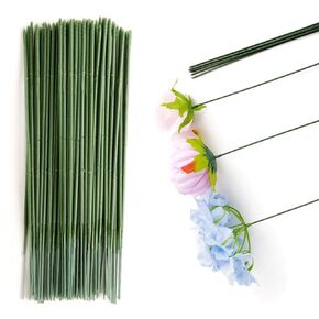 100Pcs Plastic Floral Stem, 6.69 inch/17cm Artificial Flower Rod, Plant Stub Wire, Green Flower Stem Wire, DIY Crafts Bouquet Stem