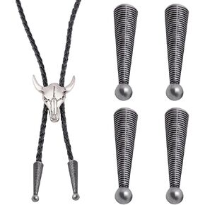 CHGCRAFT 4Pcs 1.2 Inch Bolo Tie Tips Replacement End Caps Metal Accessories Platinum Bolo Tie Tips for Bolo Tie Making