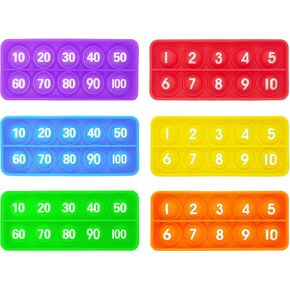 10 100 Frame Pop Board, Fidgets for Classroom, Quiet Sensory Toys Bubble Poppers, Pop for Counting Math, Focus Tools for Kids, Montessori Educational Toy Gift for Kindergarten (Set of 6)
