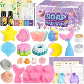 JCOOS Soap Making Kit for Kids, Make Your Own Soap Kit Soap Making Kit Science Kits for Kids Age 8-12, 9 Soap Mold, Soap Base, Soap Scents Activities Girls Crafts Ages 6-8 4-8 Christmas Gifts for Kids
