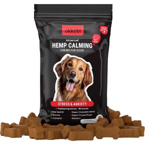 Hemp Calming Chews for Dogs Anxiety 60 pcs - Beef Flavored - Dog Anxiety Relief - Dog Calming Chews - Melatonin for Dogs - for Stress, Travel, Check-up, Barking or Grooming - Dog Calming Treats