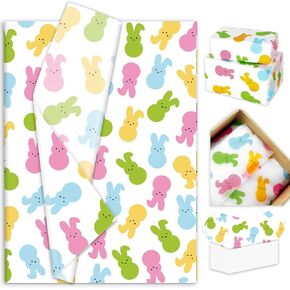 Whaline 100 Sheets Easter Tissue Paper Pastel Bunny Rabbit Gift Wrapping Paper Spring Decorative Art Paper for DIY Crafts Birthday Baby Shower Party Decorations, 14 x 20 Inch