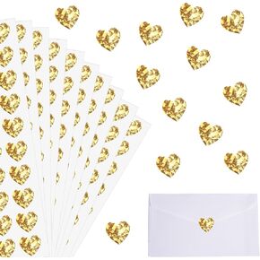 1200 Pcs Gold Heart Stickers, Small Holographic Stickers for Student Reward 0.5in Small Sparkly Sticker Self-Adhesive Labels for Envelope Decor Greeting Cards Invitation Sealing Gift Wrapp(Gold)