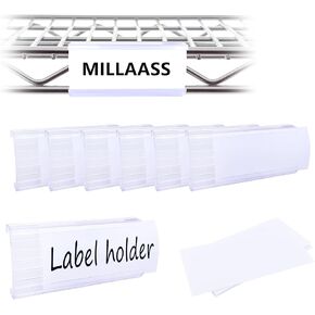 30Pcs Wire Shelf Label Holders,Plastic Wire Rack Label Holder,Label Area 3in x1.25in,Compatible with Metro and Nexel 1-1/4in Shelf,Label Paper Inserts Included,Shelf Tags Wire Shelving Clips