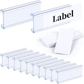 120 PCS Wire Shelf Label Holders Plastic Rack Tags Metro Shelving Clips with Paper Inserts for Supermarket Fruits Shop Pharmacy Compatible with 1.25 Inch Shelves