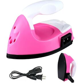 Naler Mini Craft Iron, Mini Heat Press Small Iron with Charging Base Accessories for Beads Patch Clothes DIY Shoes T-Shirts Heat Transfer Vinyl Projects (Rose Red)