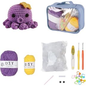 BambooMN JubileeYarn Kawaii Chibis Crochet Kit - Ryushi The Octopus