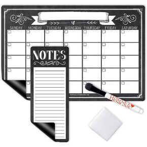 Hadley Designs Vintage Large Magnetic Calendar and Dry Erase Board for Refrigerator-Dry Erase Magnetic Whiteboard Calendar, Fridge Planner Magnet