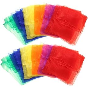 Leadigol 12PCS Dance Scarves, Square Juggling Silk Dance Scarves, Magic Tricks Performance Props, Square Juggling Silk Tricks Scarves, Gymnastics Scarves