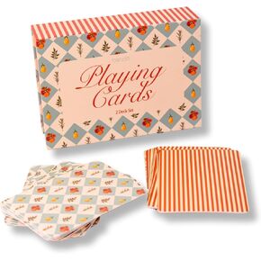 ban.do 2 Decks of Playing Cards, 52-Count Standard Card Deck with Case, Cute Playing Cards in Decorative Storage Box, Garden