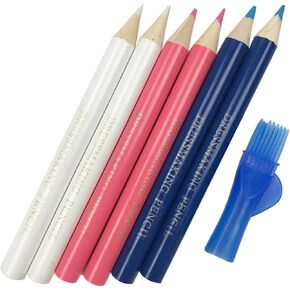 6 PCS Sewing Fabric Pencils with Brush Tailor Pencils Sewing Marking Pencil Fabric Chalk Pencil Fabric Tracing Tailor Pencils Tailor Chalk Pencils for Fabric Tailor Chalk Pencil Tailor Chalk Tools