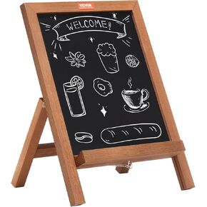 VEVOR Tabletop Chalkboard Sign, Message Signs with Chalks, Freestanding Framed Memo Board, Vintage Wooden Magnetic Chalk Board, Rustic Brown Chalk Boards, 10"x14", For Kitchen, Home Decor, and Wedding
