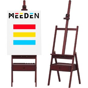 MEEDEN Painting Easel with Storage Drawer, Studio H-Frame Easel- Adjustable (60"~75") Solid Beech Wood Easel Stand for Painting for Adults, Holds Canvas Art up to 35",Natural