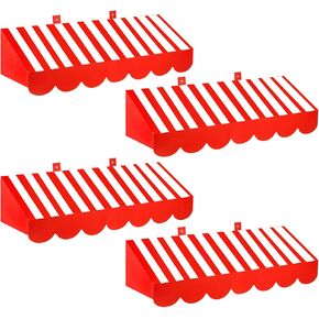 Tallew 4 Pcs 3D Circus Awning Wall Decoration Carnival Awning for Carnival Theme Party Classroom Decorations (Red and White)