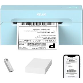 Nelko Bluetooth Thermal Shipping Label Printer, Wireless 4x6 Shipping Label Printer for Shipping Packages, Support Android, iPhone and Windows, Widely Used for Amazon (Blue) 1 Pack