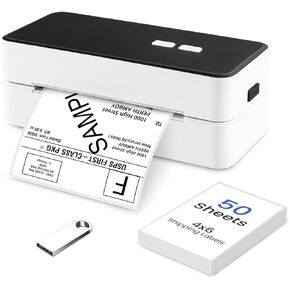Thermal Shipping Label Printer - 4x6 Shipping Printer for Shipping Packages, High Speed USB Thermal Printer, Compatible with Windows, Mac, Linux, Used for Amazon, Ebay, USPS (USB ONLY, White)