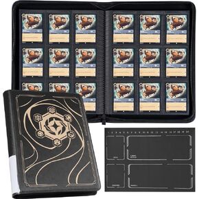 Binder for Lorcana Cards, Premium 9 Pocket Trading Card Album with 500 Pockets & Playmat Compatible with Lorcana Cards, Tokens and Rules sheet - Classic Black