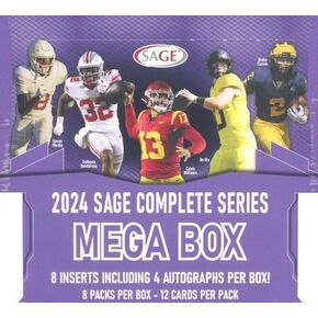 2024 Sage Football HUGE EXCLUSIVE Factory Sealed MEGA Box with (4) AUTO & (92) RC Cards! Includes BOTH Low & High Series RCs! Look for Autos of Caleb Williams, Jayden Daniels, Bo Nix & More!