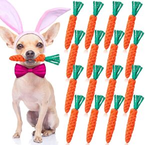 Zubebe 16 Pieces Easter Chew Toys Carrot Dog Rope Toys Chew Toys for Puppy Small Medium Large Dog Chewing Teething Clean and Training