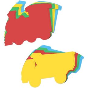 Train and Dump Truck Colorful Paper Shaped Craft Sheets - 24 Count