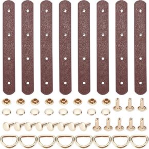 WADORN 4 Sets Leather Metal Connector Buckles, Purse Suspension Clasp Handbag Chain Link Clasps Leather Strap Fastener D Ring Screws Leather Craft Purse Hardware Supplies, 3.7×0.5inch, Brown