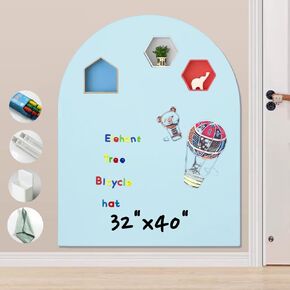 Magnetic Chalkboard Wall Decal - Upgraded Self-Adhesive, Magnetic Wall Decal for Kids Playroom, School, Office (Light Blue,32 x 40 Inch)