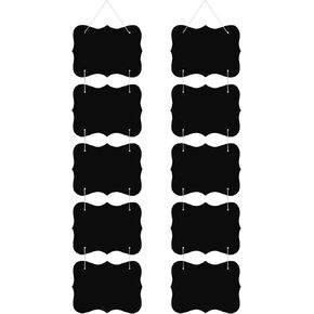 2 Sets of Wooden Double Sided Hanging Chalkboard Signs Memo Message Sign Rectangle Hanging Chalkboard Label Erasable Message Board with Hanging String for Party Decoration Wedding Kitchen Home