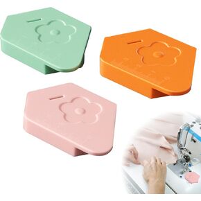Wshxjzyay 3 Pack Magnetic Seam Guide for Sewing Machine, Upgraded Multifunctional Polygonal Hemmer Guide with Scale, Universal Sewing Accessory for Magnet Making Machine (3 Colors)