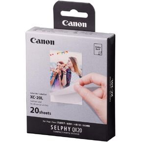Canon QX20 Color Ink/Label Set, 4x6 Photo Paper, 20 Sheets, 3.4 x 2.1 Inch, White, Recyclable, Uncoated