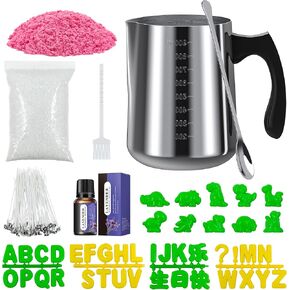 Ohcans Candle Making Kit, Space Sand Candle Making Kit Supplies, Organic Beeswax Candle Making for Adult, with Candle Make 900ml Pouring Pot, Dragon or Lletter Candle Mold, Candle Wicks, Brush