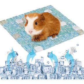 Hamster Rabbits Cooling Mat,Crystal Quartz Glass Small Animal Bed,Pet Cool Plate Ice Bed Sleeping Pad Stay Cool for Rabbits Guinea Pigs Chinchillas Ferret,6" x 6"
