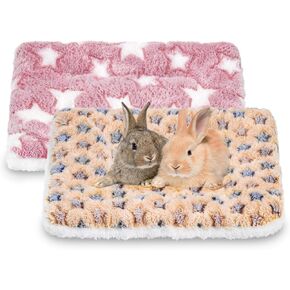 2 Pcs Guinea Pig Bed, Washable Rabbit Bunny Bed Mat Warm Small Animal Bed Pad Guinea Pig Pillow Pet Bed Mat for Chinchilla Hedgehog Ferret (13.7"×10.6")