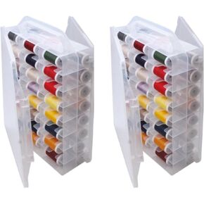 bangminda 2Pack Double-Sided Sewing Organizers, 46 Grids Thread Storage, Embroidery Floss Organizer,Clear Thread Box for Embroidery Needle, Beads, Nail Polish