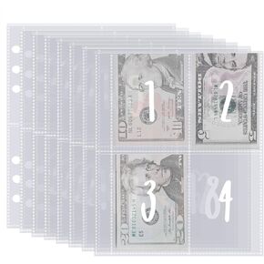 25 Pack A5 Binder Sleeves 100 Envelopes Money Saving Challenge A5 Money Saving Binder, Pouches Either Labeled 1-100 Money Pouches for Cash Stuffing