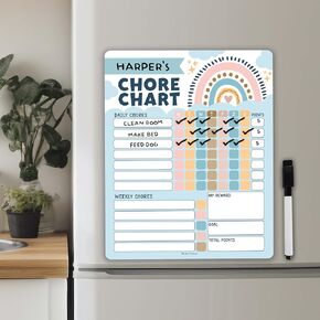 Hadley Designs Boho Dry Erase Chore Chart for Kids-Magnetic Chore Chart, Responsibility Chart for Kids, Good Behavior Chart for Kids at Home