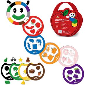 CHEFAN Magnetic Color Sorting Toys, 53 PCS Color Recognition Magnetic Sets for Toddlers,Caterpillar Color Matching Games,Educational Magnet Color Kids Magnets for Refrigerator Whiteboard,Above Ages 3