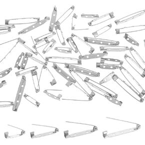 60 PCS Brooch Pins 4 Sizes Decorative Brooches and Pins for Women, Vintage Boutonniere Safety Pins Bar Brooch Pin Backings for DIY Crafts Badge Name Tag(Silver)