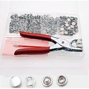 100 Sets Snap Buttons Kit, Fabric Clothing Snaps No Sewing, with Snap Pliers for Metal Snaps, Press Studs Snap Fasteners Tool Kit for DIY Sewing Crafts, 9.5MM
