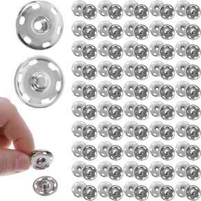 3/4 "أزرار SHOIN-ON SNAP 50 مجموعة ، لقطات خياطة ، لقطات كبيرة للخياطة ، خياطة على أزرار STINAPS METINS PRACTS ، خياطة كبيرة على أزرار كبيرة ، أزرار السحابة المعدنية الكبيرة ، 19 ملم (الفضة)