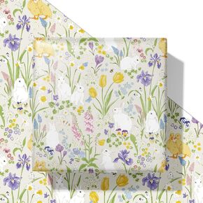 SaringSwoon Spring Wrapping Paper for Easter Mother's Day - Gift Wrap With Bunny, Cute Ducklings, Colorful Floral, Butterfly Design for Springtime Celebrations - 20x29 Inches, 6 Folded Sheets