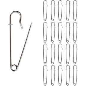 20 Pack of Heavy-Duty 3" Safety Pins – Durable Steel Pins for Fabrics, Leather, Canvas, and Wool, Sharp Tip for Reliable Fastening