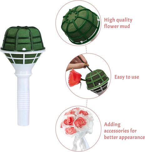 SNAIL GARDEN 2PCS Wedding Bouquet Holders,Bouquet Holder for Artificial Flowers for Celebrations, Anniversaries with 4.4 Yards White Pearl Edge Bouquet Packaging Paper and 2.2 Yards White Ribbon in Kuwait