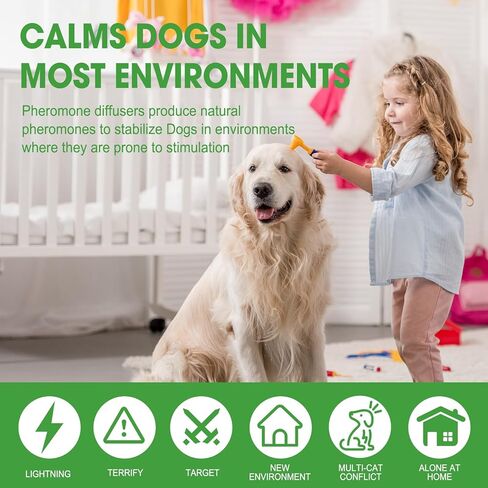 Nodfens Dog Holging Diffuser ، Feromone Diffuser لتهدئة النشر المهدئ في الفيرومون لـ DAGS ، قم بتوصيل+ 1 حزمة 45 مل حزمة تجريبية. in Kuwait