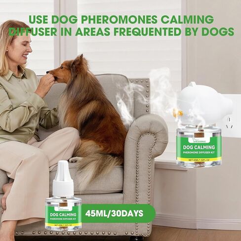 Nodfens Dog Holging Diffuser ، Feromone Diffuser لتهدئة النشر المهدئ في الفيرومون لـ DAGS ، قم بتوصيل+ 1 حزمة 45 مل حزمة تجريبية. in Kuwait