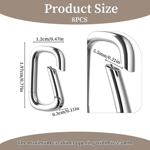 8 حزمة بيضاوية المشبك carabiner carabiner مشبك قلادة قفل للمجوهرات صنع قلادة الفضة قلادة قلادة المشابك وإغلاق الإغلاق مجوهرات سحر السحر in Saudi Arabia