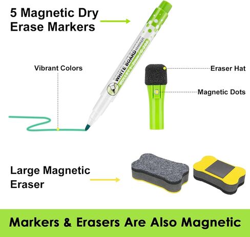 Magnetic Dry Erase Calendar for Refrigerator, Greenery Monthly Calendar Whiteboard Magnetic, Magnetic Planner Board for Fridge with 5 Dry Erase Markers and Large Eraser 17x12 " in Saudi Arabia
